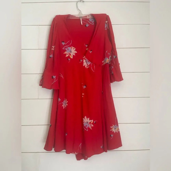 Time On My Side Red Floral Print Wrap Dress - Picture 5 of 9